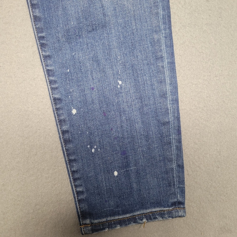 Madewell Jeans Women 31 Blue Wash Paint Splatter Distressed Skinny Leg Casual - Picture 11 of 16
